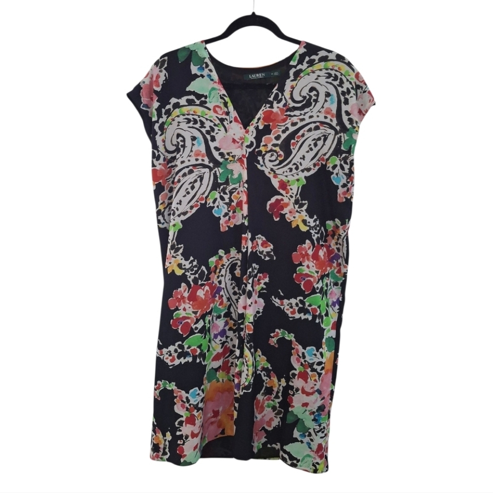 LAUREN RALPH LAUREN Floral Dress Vtg Vibe Chiffon Lined Suze 6 - Picture 2 of 10